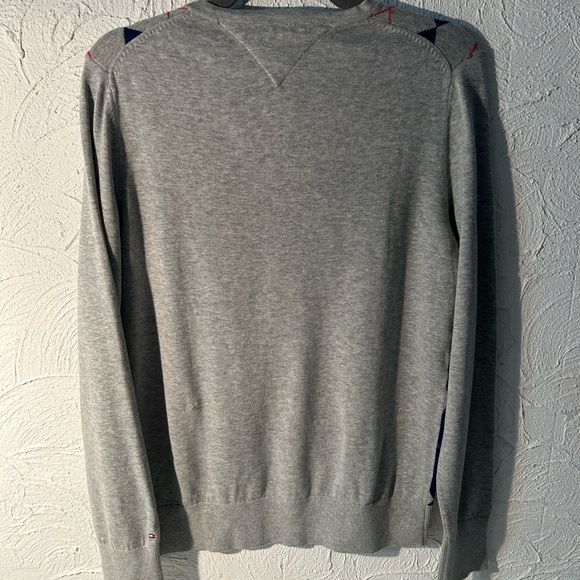 Tommy Hilfiger Grey Blue Argyle Pattern Pullover Pima Cotton Jumper/Sweater - Picture 4 of 5